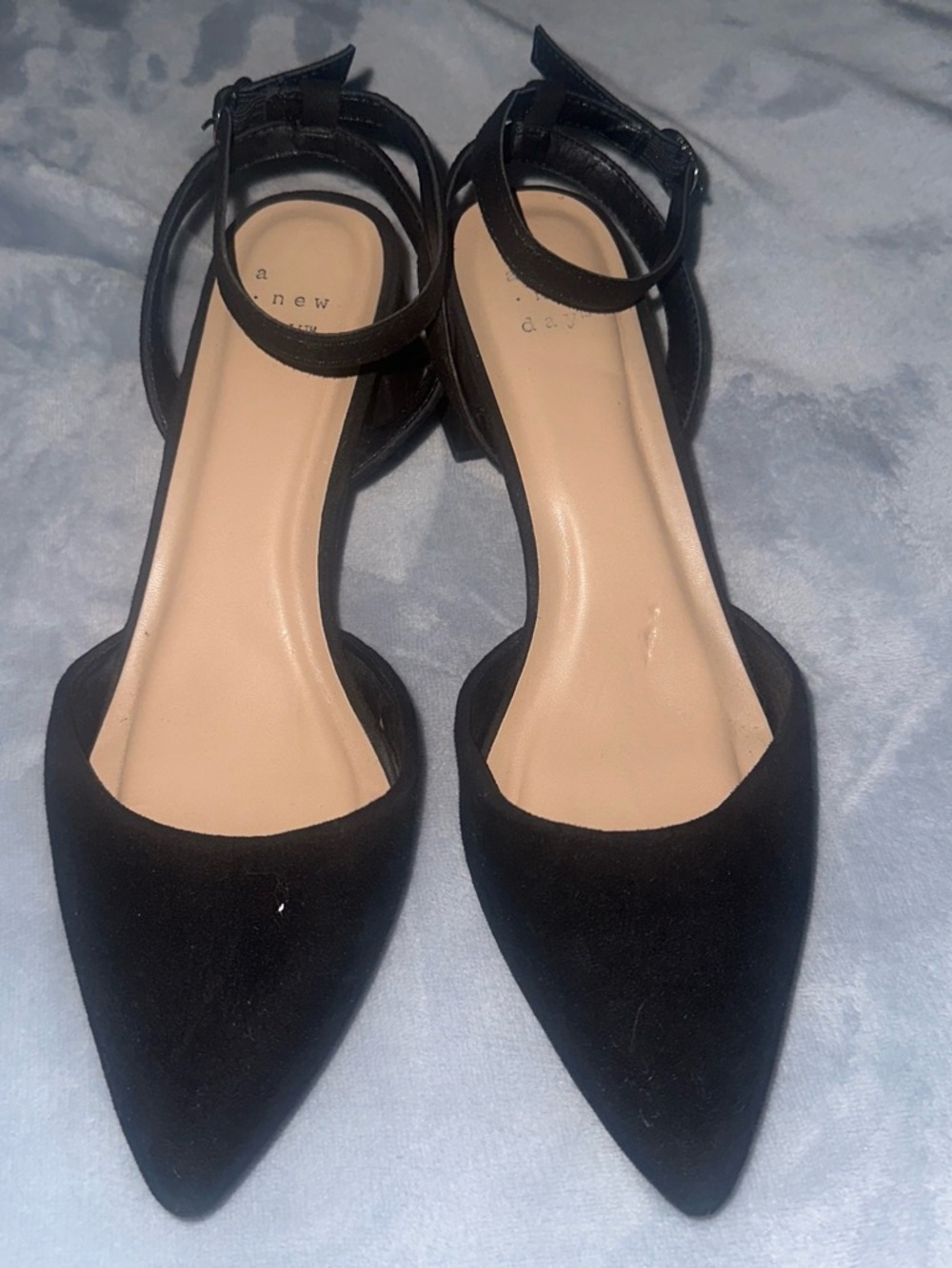 a new day Black Pointed-Toe Ankle-Strap Flats